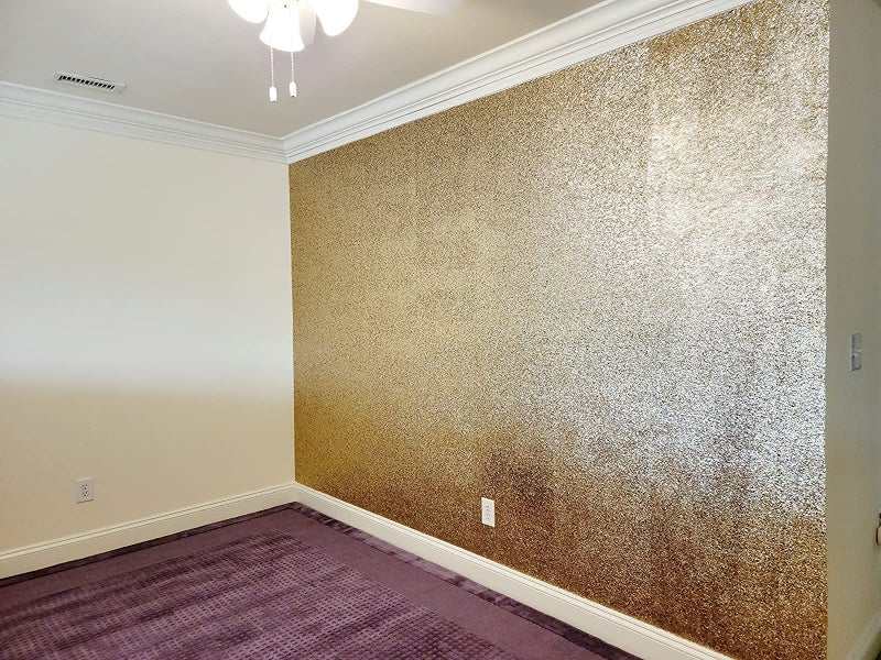 DHHOUSE Self Adhesive Champagne Gold Chunky Glitter Wallpaper, Sparkle Glitter Wallpaper for Wall (17.4in x 16.4ft, Champagne Gold) - Image 5